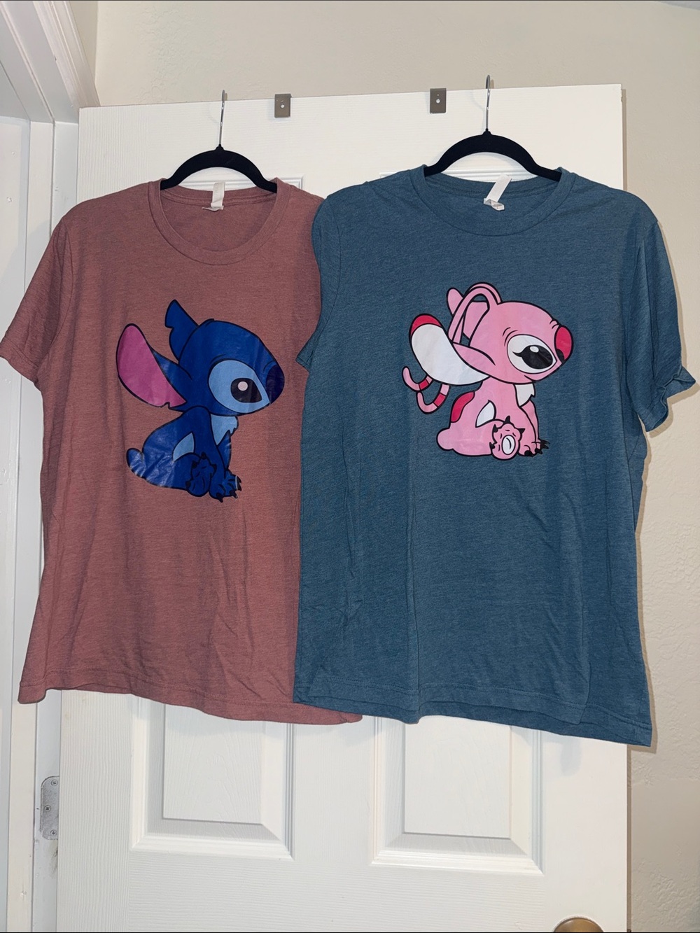 Canvas Short Sleeve graphic Tees - Disney stitch and angel - couples tees